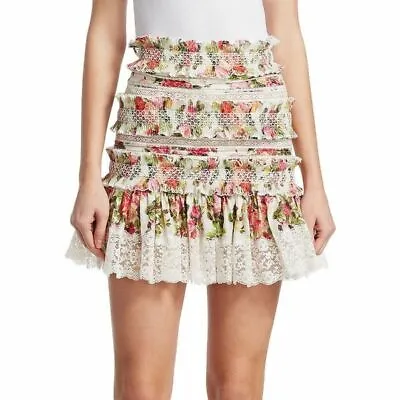 NWOT $995 Sz 2 Zimmermann Smocked Radiate Floral Mini Skirt • $99.99