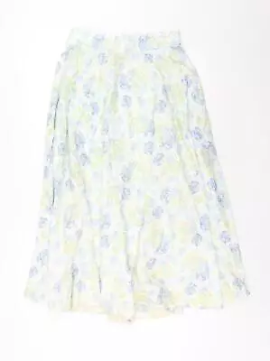 Laura Ashley Womens Multicoloured Floral Cotton Swing Skirt Size 14 Zip • £9