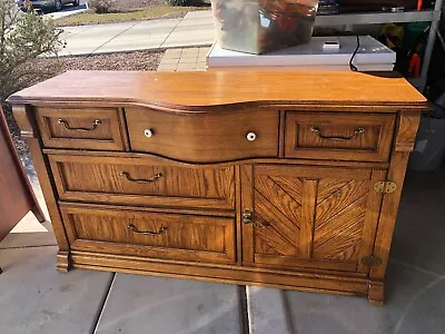 Vintage Pulaski Keepsakes Dresser Solid Oak Hooker Furniture  -  RARE Find • $400