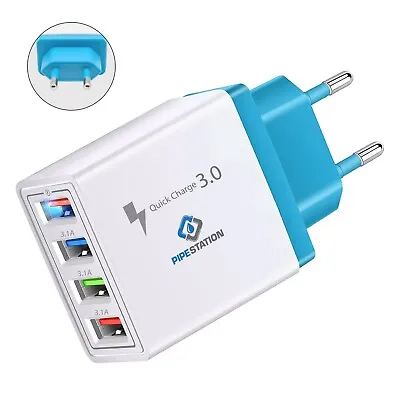 EU 2 Pin USB Plug Adapter Travel Fast Charger Europe Adaptor For IPhone Samsung • £8.99
