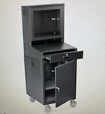 Global Industrial  Mobile Steel Computer Cabinet 23 X 25 X 64” • $295