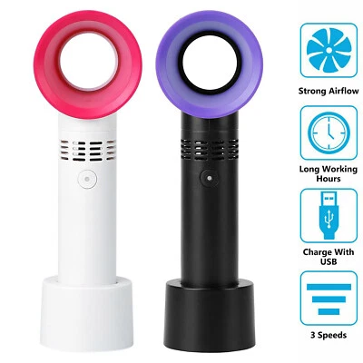 $12.96 • Buy USB Rechargeable Handheld Fan,Quiet 360° Bladeless Cooling Fan For Eyelash Dryer