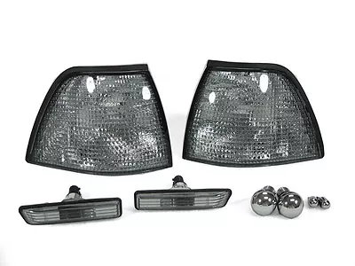 DEPO Smoke Corner+Side Marker Light + Chrome Bulbs For 97-98 BMW E36 3D 318ti/4D • $49.24