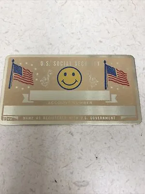 New Vintage SSN Social Security Card Metal USA Smiley Face Happy Peace • $5.92