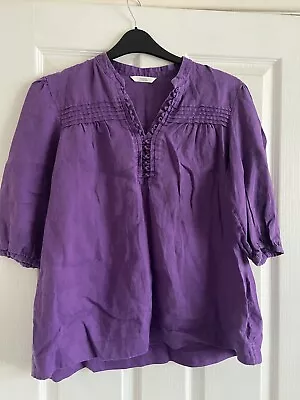 Marks & Spencer’s Purple Linen 3/4 Sleeve Top Size 16 • £2.99