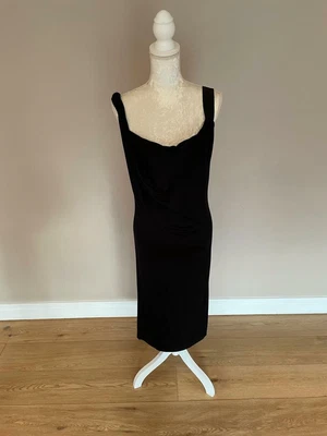 £75 • Buy Vivienne Westwood Anglomania Black Asymmetric Draped Sleeveless Dress 12