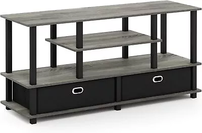 Furinno JAYA Large Stand For Up To 55-Inch TV French Oak Grey/Black Stand • $69.95
