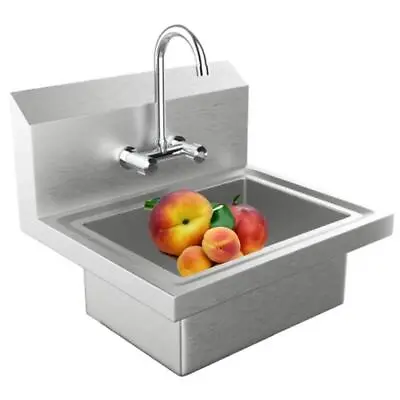 17.1  W X 15.0  D Hand Wash Commercial Sink Wall Mount Utility Sink With Faucet • $79.99