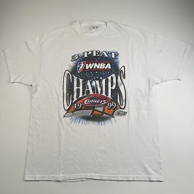 Vintage 1999 Champion WNBA Houston Comets 3 Peat Champions T-Shirt Size XL • $50