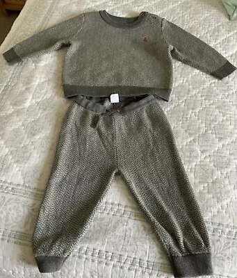 Baby Gap Two Piece Suit 12-18 Mnths Grey Herringbone 100% Cotton Worn Once  • £5