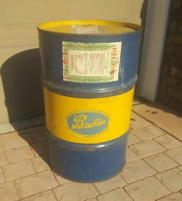 Vintage 55 Gallon Metal Drum Barrel Size 26  X 17  - BRULIN • $70