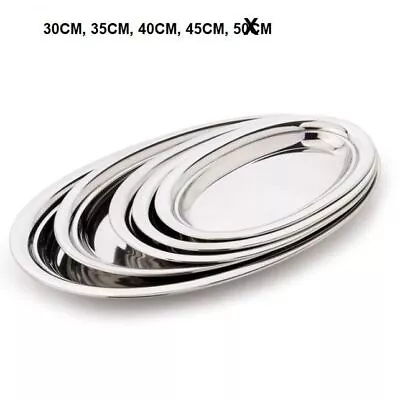 35 Cm Stainless Steel Oval Plate High Quality Parties BBQ Grill Healthy Non-Bend • $19.99