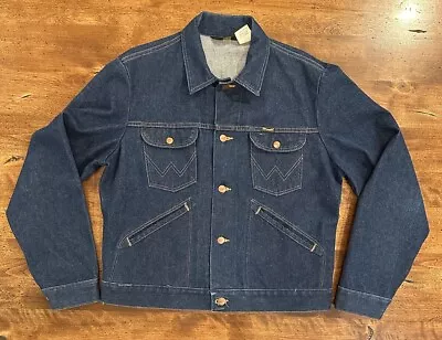Vintage Wrangler No Fault Denim Jacket 80s USA Made Sz 44 Large 74126NV • $140