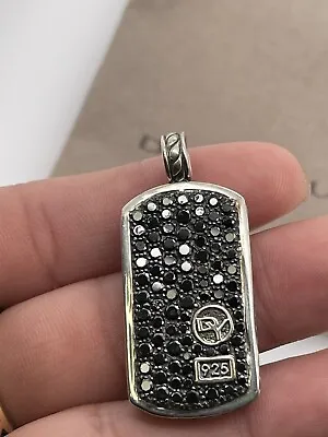 David Yurman 925 Sterling Silver Exotic Black Dog Tag Pendant. No Chain Included • $950