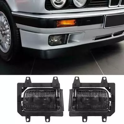 Pair Bumper Clear Fog Light Driving Lamp Smoke Kit For BMW E30 3-Series 1985-93 • $59.33