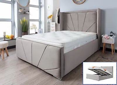 Ottoman Storage Gas Lift Bed Frame Velvet Upholstered & Memory Foam Mattress • £264.99