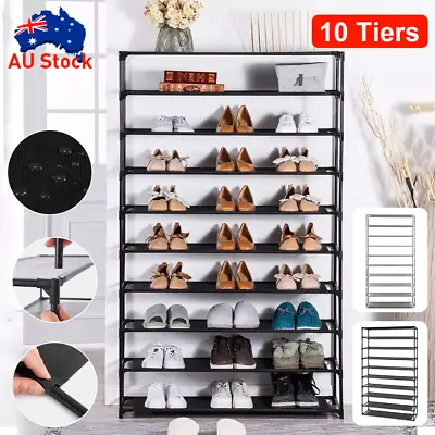 $24.90 • Buy Artiss Shoe Rack 10 Tier Shelves Shoes Cabinet Storage 50 Pairs Steel Stand OZ