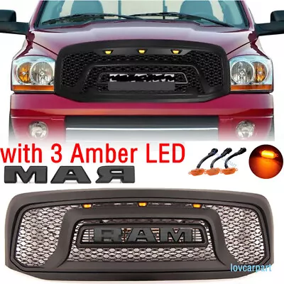 For Dodge Ram 1500 Grill 2006 07 2008 Front Bumper Grille W/Letter+LED Black • $229.99