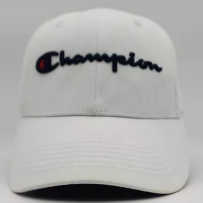 Champion Adjustable White Baseball Cap Hat Logo Unisex Strapback Distressed • $26.64