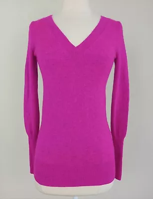 XS J.CREW Womans Fuschia-Pink Italian-Cashmere Boyfriend V-neck Pullover Sweater • $22.50