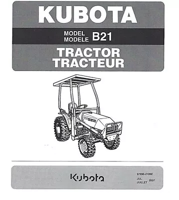 21 Tractor Illustrated Parts Manual Fits Kubota B21 Tractor - Printed Manual • $29.86