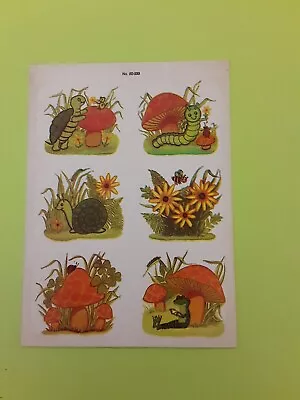 Vintage Dennison Frog Turtle Caterpillar Small Sticker Sheet *damaged* • $2.50