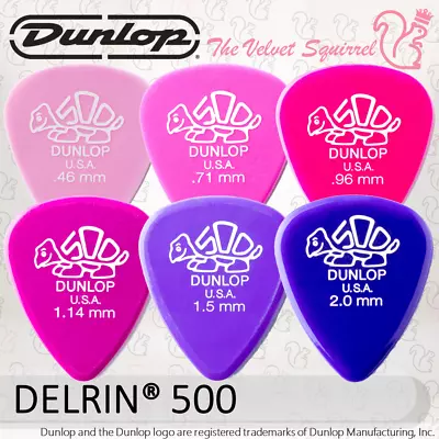 $9.95 • Buy 🐢 DELRIN® 500 Guitar Picks 🎸 Genuine Jim Dunlop® Plectrums 41R 💜 Best Smooth