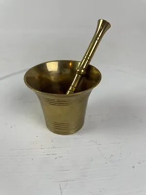 Solid Brass Hammered Cast Apothecary Mortar & Pestle Flared Top Barbell Style • $14.95