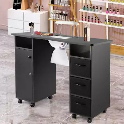 Manicure Nail Table Station Desk Spa Salon Beauty Equipment 4 Drawers 1 Cabinet • $159.99