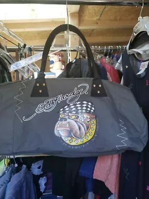 Ed Hardy Graphic Bulldog Love Kills Slowly Canvas Duffel Gym 2 Handle Bag • $14