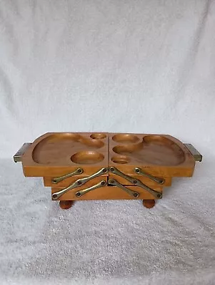 Vintage Karoff 50s Wood Mid Century Modern 3-Tier Expandable Buffet Serving Tray • $35