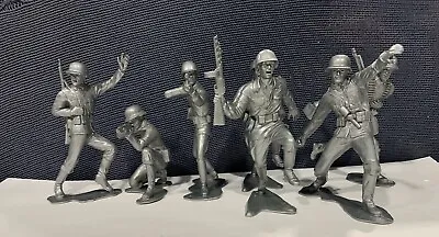 Vintage PLASTIMARX Grey German And Russian Figures 6” Lot Of 7 (6poses) • $30