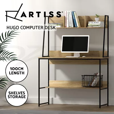 $95.95 • Buy Artiss Computer Desk Office Desks Study Table Workstation Bookshelf Storage Oak