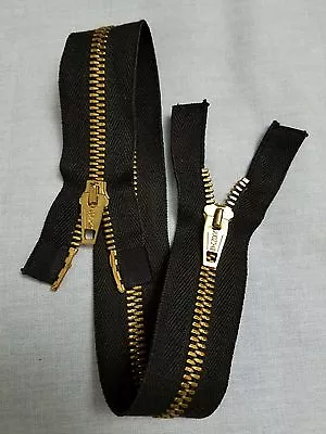 Vtg 1965/ CONMAR USA  BRASS ZIPPER #5 Metal=15in SEPARATING/2-WAY/OFF-BLK.COTTON • $60