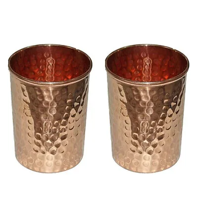 Hammered Drinking Tumbler Copper Water Glass Cup Health Benefits 300ML Set Of 2 • $13.98