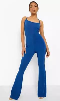 Boohoo Prom Petite Glitter Lace Up Back Jumpsuit Rrp £30 Size 8 • £2.99