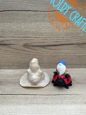 Latex Rubber Mould Cute Nordic Gonk Sitting On Ladybug Garden Mold Gnome Craft • £8