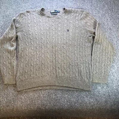 Polo Ralph Lauren Men's XXL Gray Silk Cashmere Blend Cable Knit Sweater Vintage • $36.88