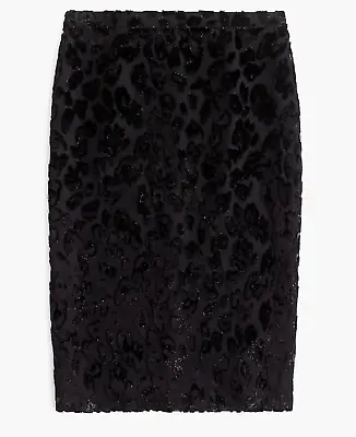 NEW J.Crew Slip Skirt Black Burnout Velvet Leopard Women Size 8 M Lined Evening • $69.99