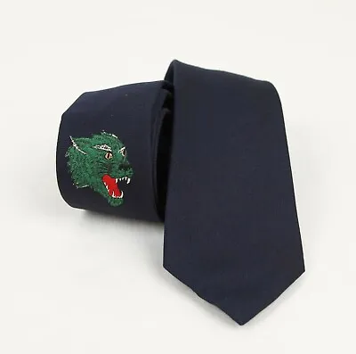 Gucci Men's Dark Navy Silk/Wool Tie W/Green Embroidered Tiger Head 527803 4000 • $119.99
