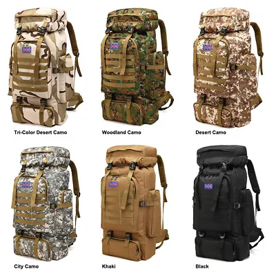 Military Tactical Hiking Backpack Camping Rucksack Outdoor 30L/35L/40L/80L Bag • £25.99