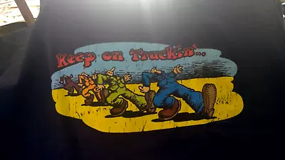 R Crumb Keep On Truckin' Dark Blue Gildan T Shirt Ultra Cotton XL New Free Ship • $31