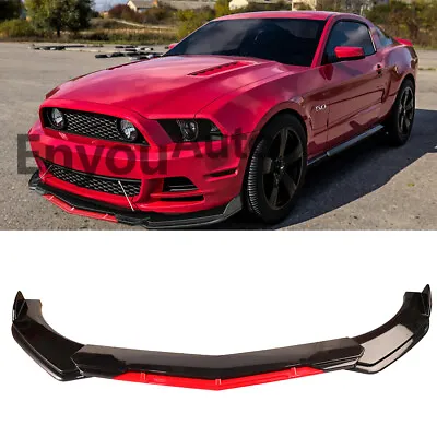 For Ford Mustang Front Bumper Lip Spoiler Splitter Diffuser Glossy Black Red • $47.50