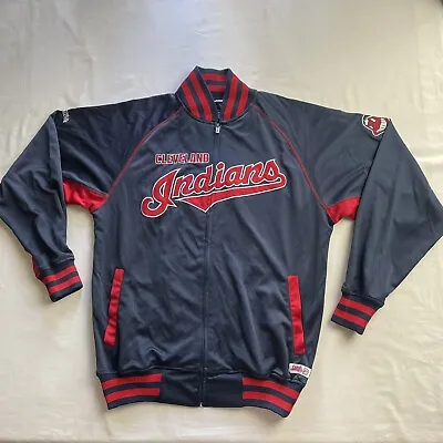 Vintage Cleveland Indians Jacket Mens Med Chief Wahoo Spellout Zip • $25.19