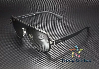 VERSACE VE2199 10006G MATTE BLACK LT GREY MIRROR SILVER 56 Mm Men's Sunglasses • $124.95