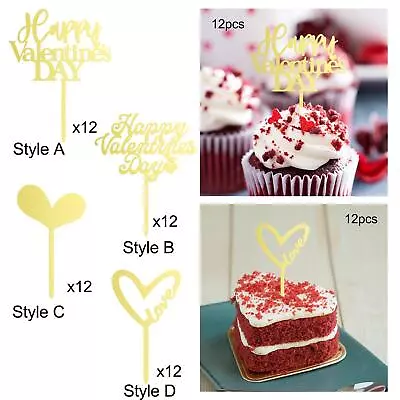 12x Happy Valentines Day Cupcake Toppers Cake Toothpick Decorations Cake Toppers • $6.99