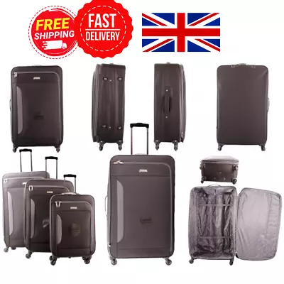 Set Of 3 Luggage Suitcase Lightweight Trolley Travel Cabin Case 4 Wheel - Black • £99.99