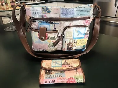 Relic Paris Travel Print Shoulder Bag Purse With Matching Wallet Faux Leather • $30