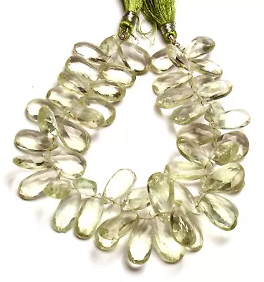 Natural Green Amethyst Prasiolite Pear Cut Briolette Multiple Size Beads 8  • $11.20