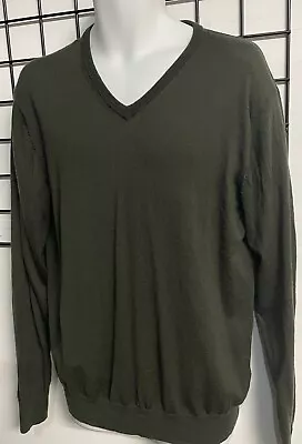 Goodthreads V-Neck Sweater Men's Size Large 100% Merino Wool Lightweight Green • $17